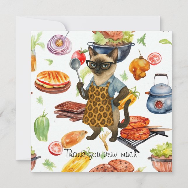 Carte De Remerciements Lunch Lady is serving food  (Devant)