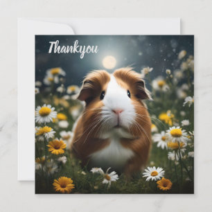 Carte De Remerciements Lune De Cochon Et Marguerites Brown Et Blanche,