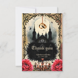 Carte De Remerciements Lune gothique – Amour éternel sous le ciel de minu