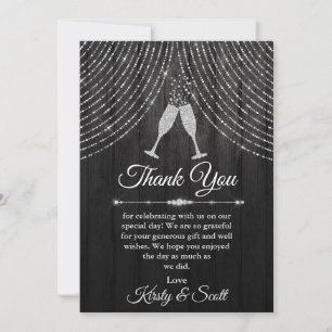 Carte De Remerciements Lunettes de mariage diamant noir argenté