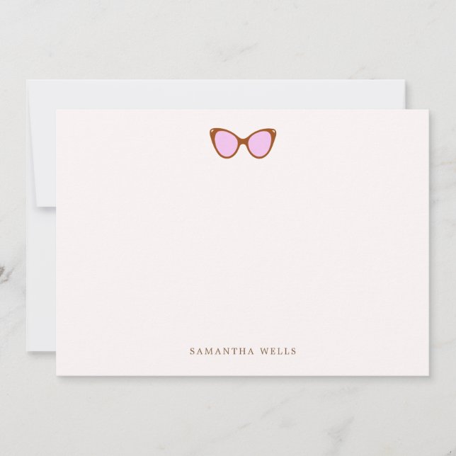 Carte De Remerciements  Lunettes de soleil rétro roses personnalisées Mer (Devant)