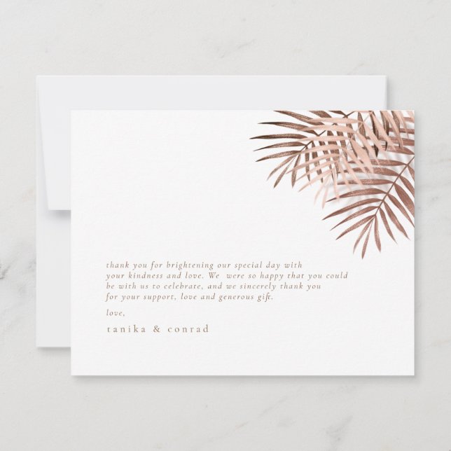 Carte De Remerciements Lush Palm Leaf Mariage Terra Cotta ID956 (Dos)