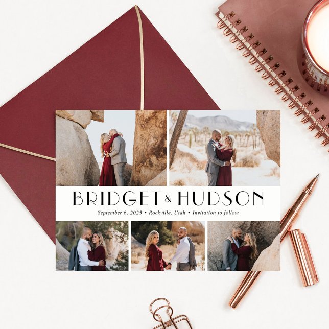 Carte De Remerciements Luxe Collage Couleur modifiable Enregistrer La Car (Créateur téléchargé)