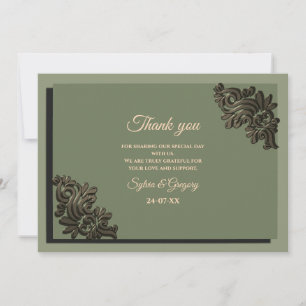 Carte De Remerciements Luxe Moderne Sage vert & or classique métal T