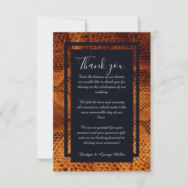 Carte De Remerciements luxueux animal en peau de serpent sauvage mariage (Devant)