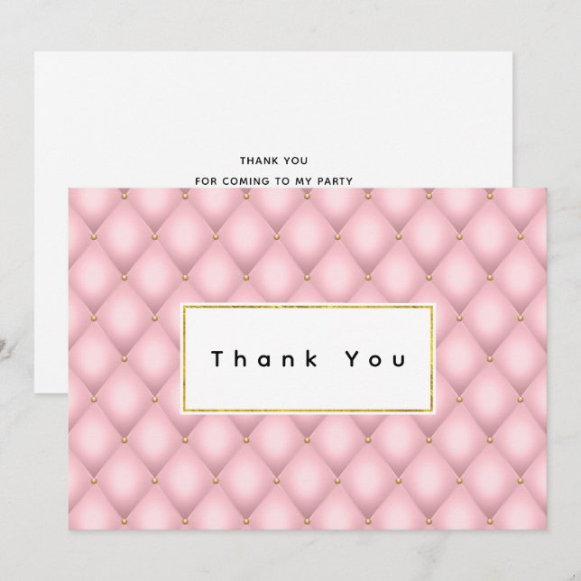 Carte De Remerciements Luxueux Motif en diamant verni rose (Devant / Derrière)