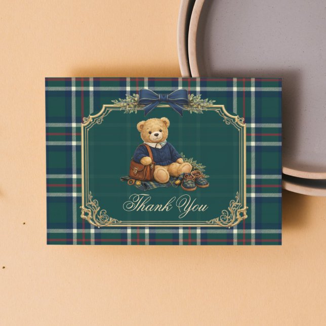 Carte De Remerciements Luxury Preppy Teddy Bear Baby Shower  (Créateur téléchargé)