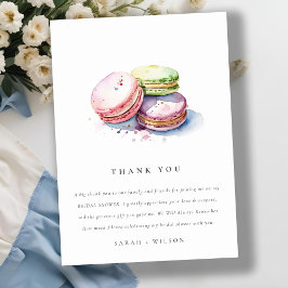 Carte De Remerciements Macarons français à l'aquarelle Pâtisserie Enterre