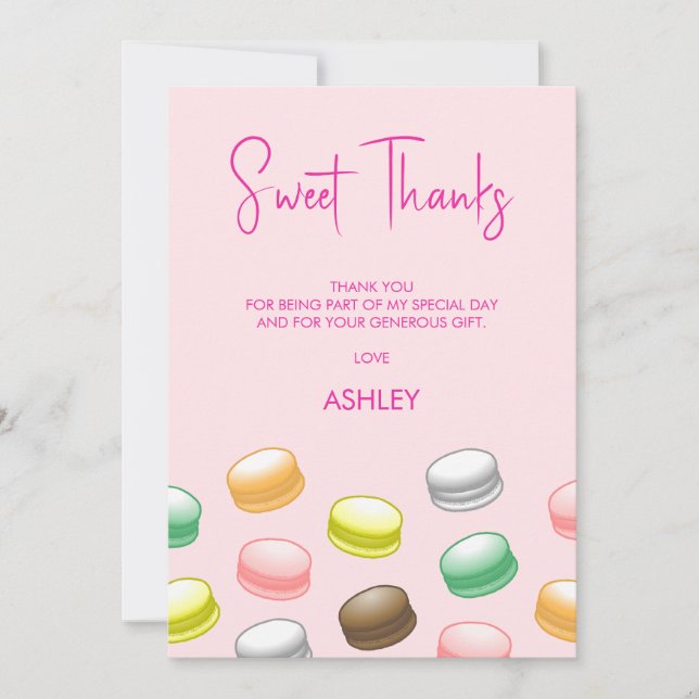 Carte De Remerciements Macarons Sweet 16 (Devant)