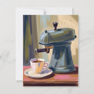 Carte De Remerciements Machine à café antique latte aquarelle