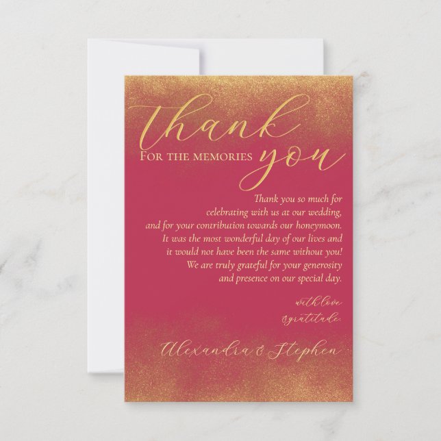 Carte De Remerciements Magenta Calligraphie Couple Nom Monogramme Photo (Devant)