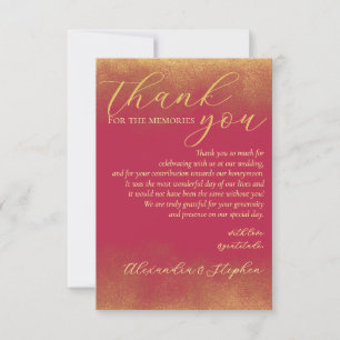 Carte De Remerciements Magenta Calligraphie Couple Nom Monogramme Photo