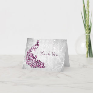 Carte de remerciements Magenta Peacock
