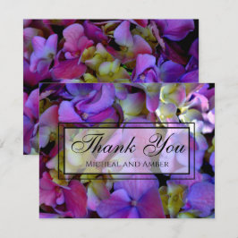 Carte De Remerciements Magenta Purple bleu jaune Hydrangeas fleurs