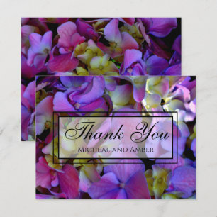 Carte De Remerciements Magenta Purple bleu jaune Hydrangeas fleurs