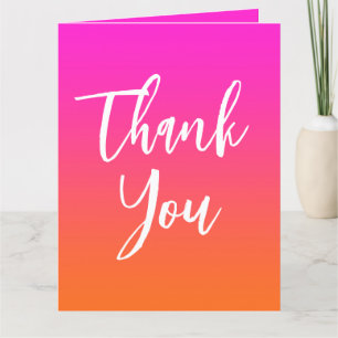 Carte De Remerciements Magenta rose chaud et orange brillant Ombre