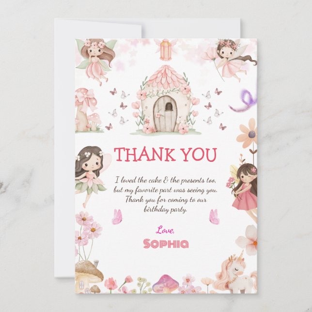 Carte De Remerciements Magical Fairy First Birthday Thank You cards  (Devant)
