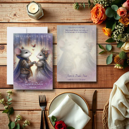 Carte De Remerciements Magique Moyen-Age Souris Couple Fairytale Mariage