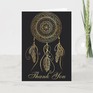 Carte De Remerciements Magnifique Black Gold Dream Catcher Mandala