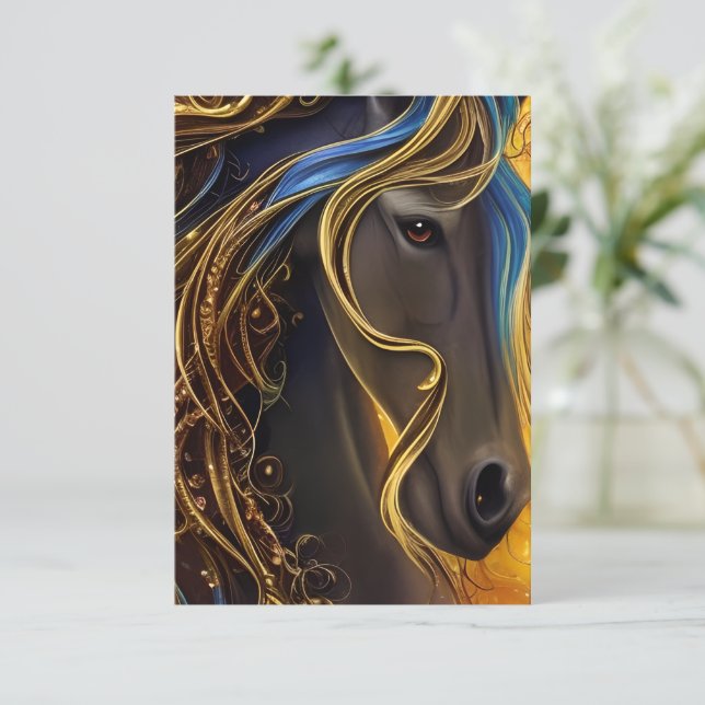 Carte De Remerciements Magnifique Cheval foncé Triptyque (Debout devant)