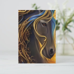 Carte De Remerciements Magnifique Cheval foncé Triptyque