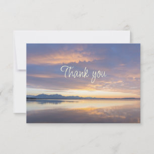Carte De Remerciements Magnifique coucher de soleil sur le paysage du lac