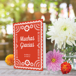 Carte De Remerciements Magnifique Papel Orné Picado Rouge Chaud Mariage