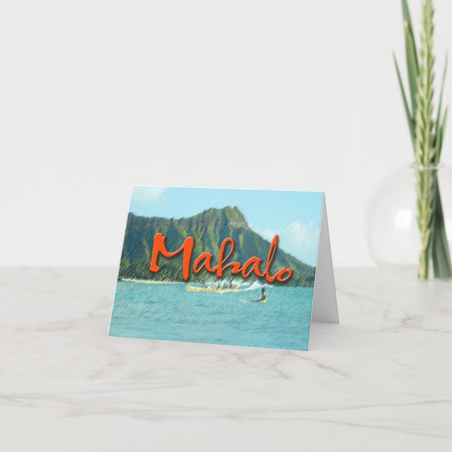 Carte De Remerciements Mahalo Diamond Head (Devant)