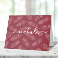 Mahalo rose rose tropicale ananas motif script 