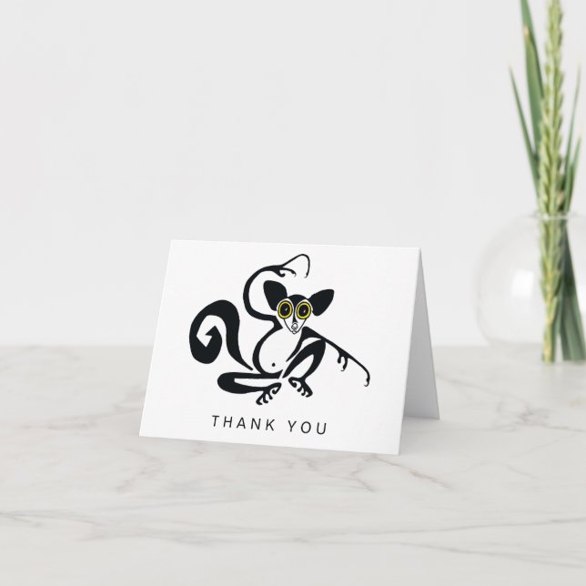 Carte De Remerciements Main dessinée AYE-AYE - Joyeux anniversaire - Anim (Devant)