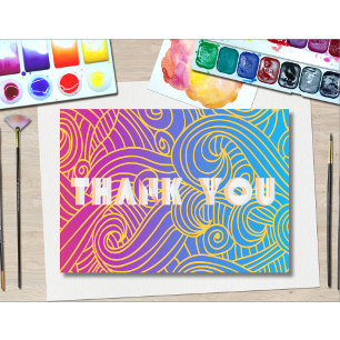 Carte De Remerciements Main dessinée Curly Motif Abstrait