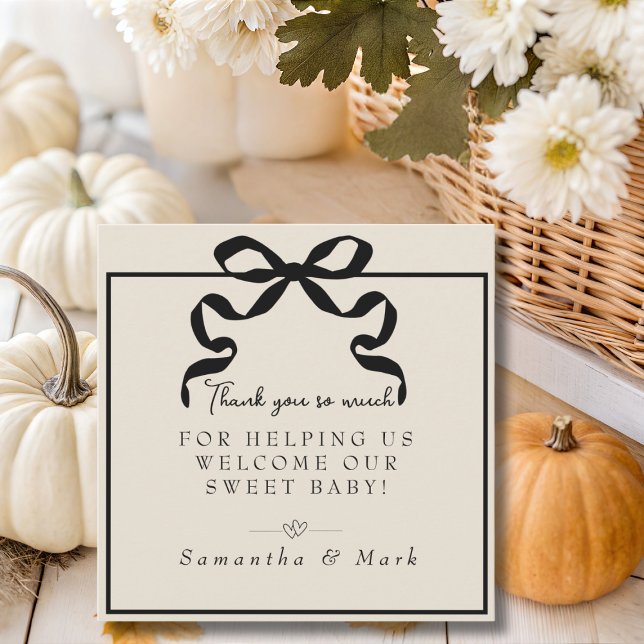 Carte De Remerciements Main-d'oeuvre et livraison Noir Bow NICU Hospital (Black Bow Labor & Delivery NICU Hospital Thank You Card)
