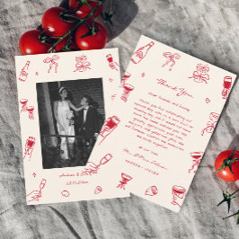 Carte De Remerciements Main Rouge Dessinée Qui Est Plus Mariage