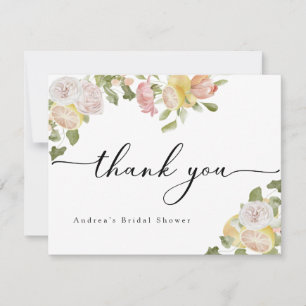 Carte De Remerciements Main Squeeze   Citrus   Fleur Rose 