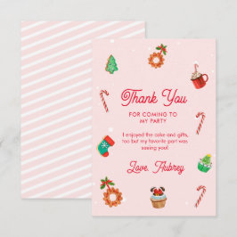 Carte De Remerciements Maison en pain d'épices rose Noël Anniversaire