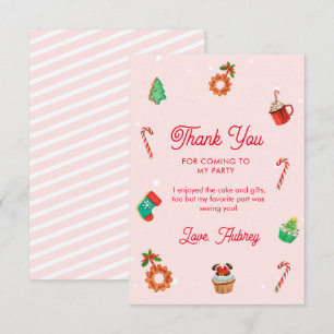 Carte De Remerciements Maison en pain d'épices rose Noël Anniversaire