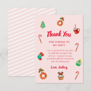 Carte De Remerciements Maison en pain d'épices rose Noël Anniversaire
