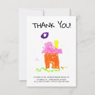 Carte De Remerciements Maison personnalisée pour enfants Dessin Client im