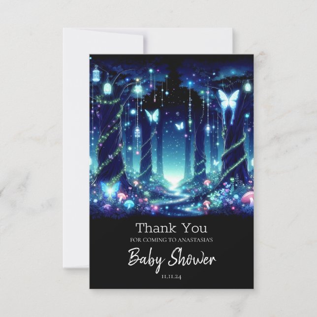 Carte De Remerciements Majestic Whimsical Enchanted Forest Baby shower (Devant)