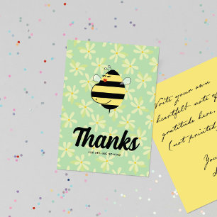 Carte De Remerciements Maman Abeille Enceinte Floral Jaune
