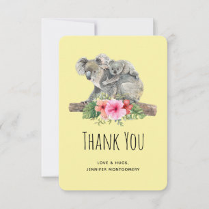 Carte De Remerciements Maman & Bébé Koalas Oursons Mignons Aquarelle Merc