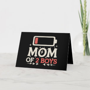 Carte De Remerciements Maman De 2 Garçons Batterie basse Drôle Fête des M