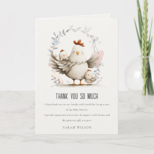 Carte De Remerciements Maman de la ferme mignonne et bébé poussin floral