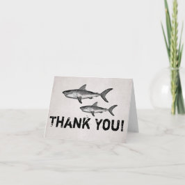 Carte De Remerciements Maman vintage et bébé requins Océan ~Merci de plag
