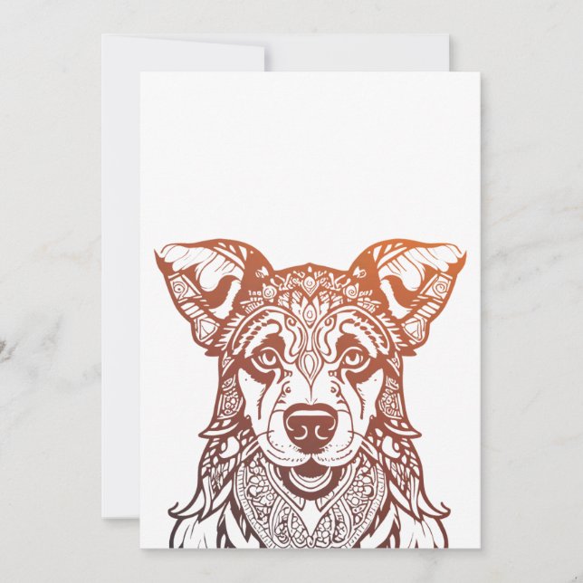 Carte De Remerciements Mandala de chien ornemental, Mandala de chien dess (Devant)