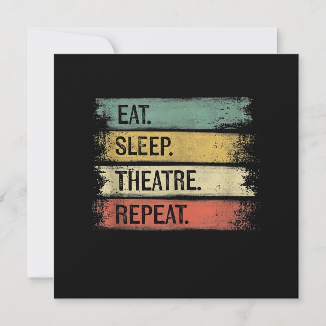 Carte De Remerciements Manger Dormir Théâtre Répéter Cadeaux Tech de Théâ (Devant)