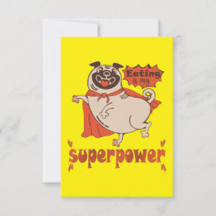 Carte De Remerciements Manger est mon super-puissance rouge carlin style 