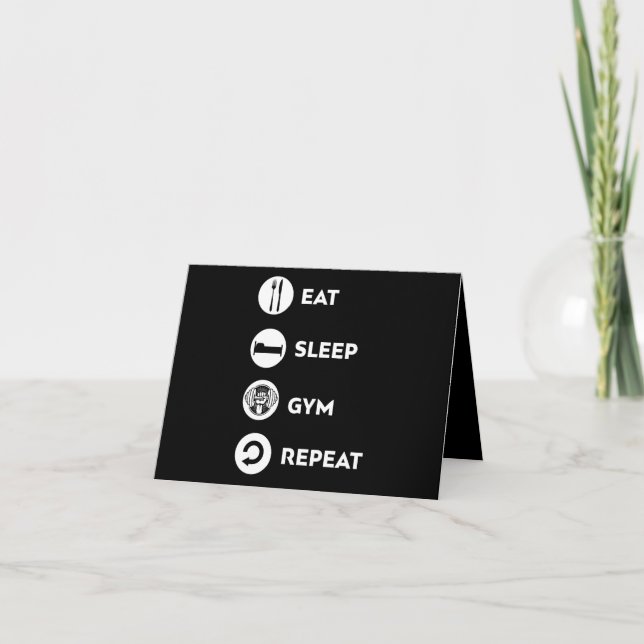 CARTE DE REMERCIEMENTS MANGER SOMMEIL GYM RÉPÉTER (Devant)