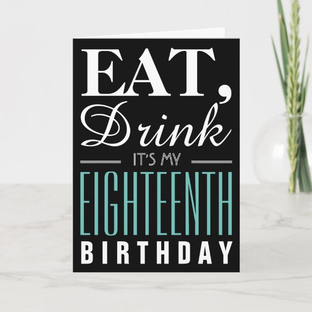 Carte De Remerciements Mangez, buvez C'est mon 18e anniversaire Invitatio (Devant)