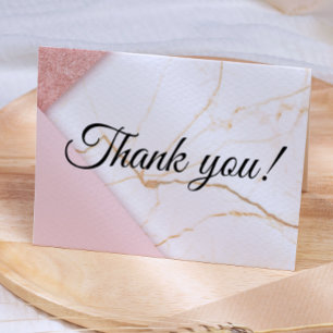 Carte De Remerciements Marbre Moderne Pailleté Rose et Or